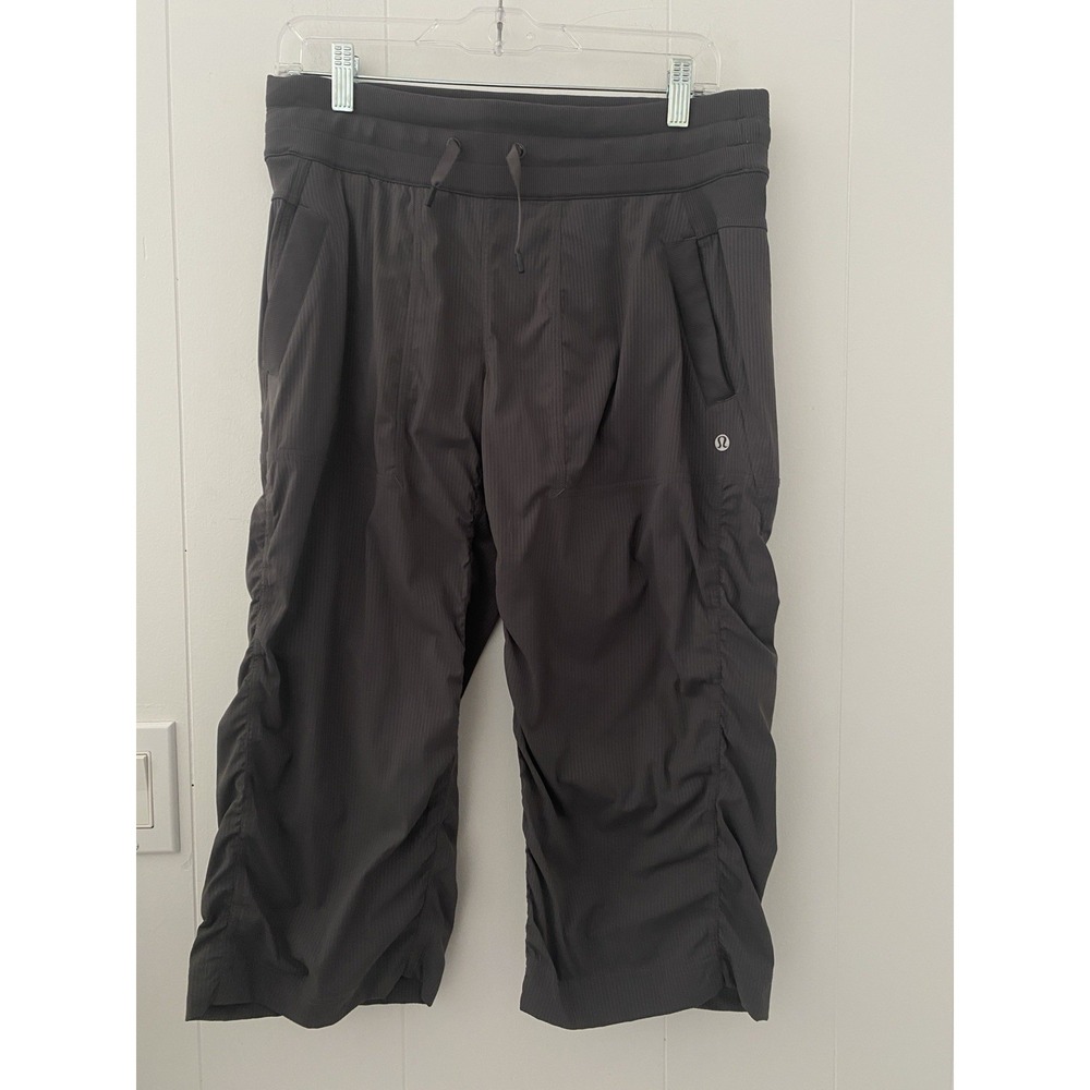 Lululemon Street To Studio Crop Pants Size 8 Grey Ruched Drawstring Cropped
